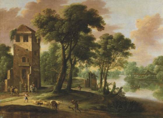 Sheperd and Horseman near a Tower in a River Landscape