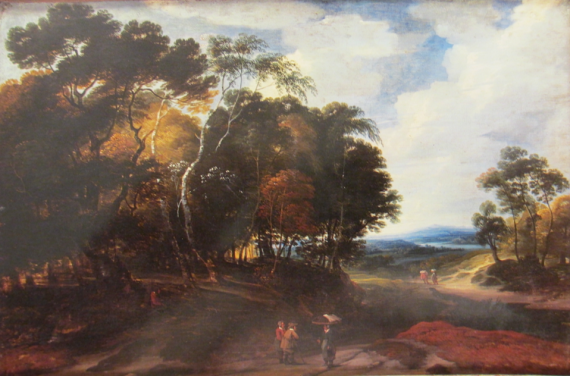 Wooded Landscape with a Few Figures on a Road