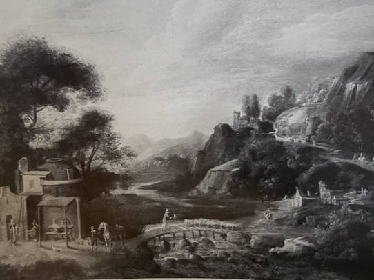 An Extensive Landscape with Figures Resting at a Inn