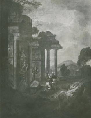 Pelgrims Visit a Ruined Temple