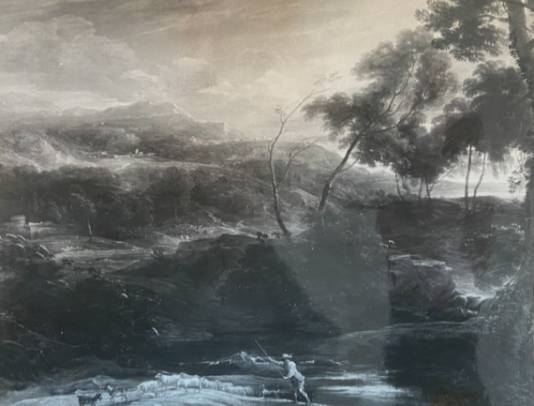 Montainous Landscape with a Shepherd and his Flock Crossing a Ford