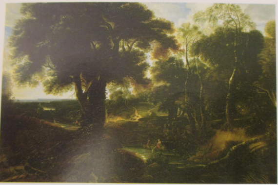 A wooded Landscape with Peasants watering Horses at a Stream
