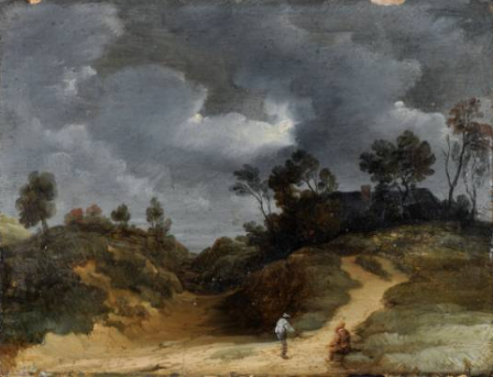 Sunken Road in Dunes in Stormy Weather
