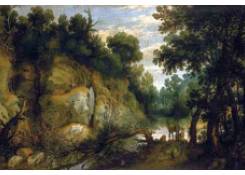 Work 5030: Wooded Landscape with Deers by a River