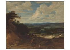 Work 5038: A Landscape with Figures and a Wagon on a Track in the Foreground