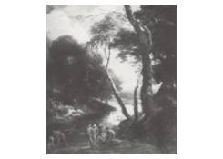 Work 6760: River Landscape with Classical Figures Bathing